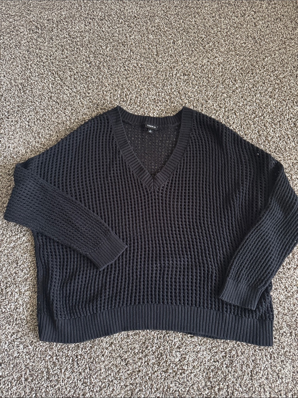 Torrid Black Open-Knit Crewneck Sweater. Size 1X.